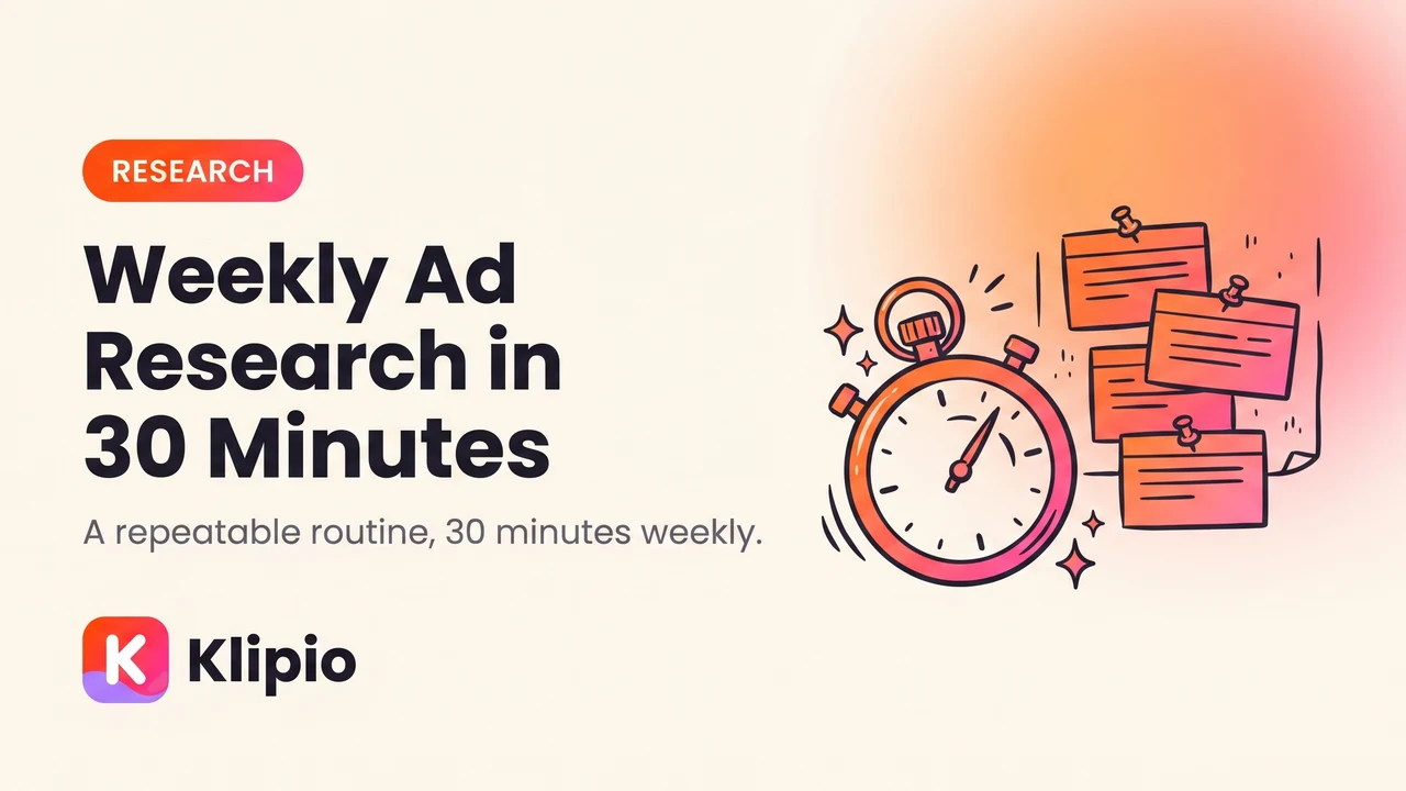 Ad Creative Research: A Weekly 30-Minute Workflow